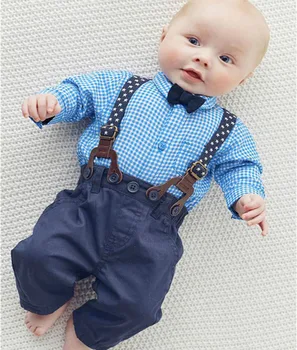 

2 pieces Stylish Plaid Shirt and Suspender Trousers Set for Baby Boy Autumn Winter