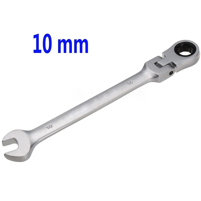 10mm Flexible Head Ratchet Spanner Open End And Ring Wrench Hand Tool