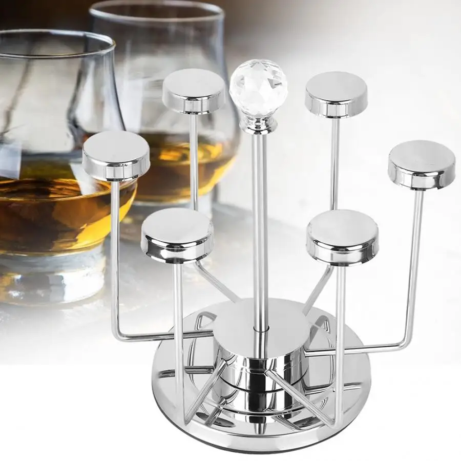 

Rotatable Cup Rack Holder Chrome Plated Whisky Vodka Beer Wine Glass Cup Holder Kitchen Stand Wine Rack Bar Tools