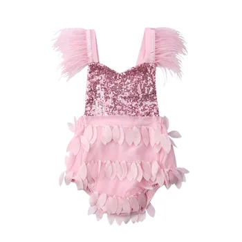 

0-18M Newborn Baby Girl Clothes Sequin Tassel Sunsuit Bodysuit Princess Party Sleeveless Cute Clothing Summer