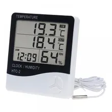 For HTC-2 LCD Digital Thermometer Hygrometer Indoor Outdoor Electronic Temperature Humidity Meter Clock Weather Station For HTC-2 LCD Digital Thermometer Hygrometer Indoor Outdoor Electronic Temperature Humidity Meter Clock Weather Station