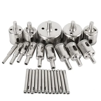 

Mayitr 28 Pieces Glass Drill Bit Set New 6-50mm Diamond Hollow Drill Hole Saw Drill Bit For Marble Tile Granite