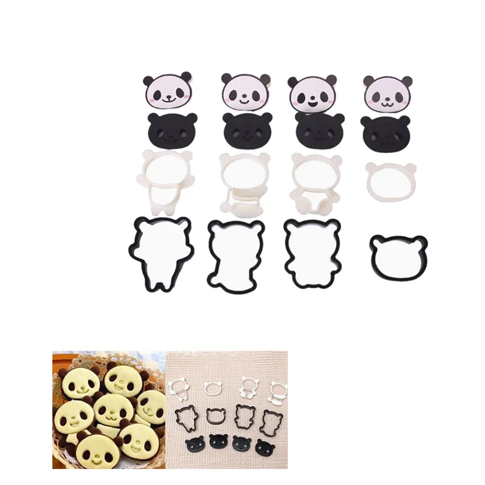 

4 PCS Cartoon Panda Shape Cookies Mold DIY Baking Press Molding Plastic Cute Cake Decor Fondant Cake Baking Mold Kitchen Tools
