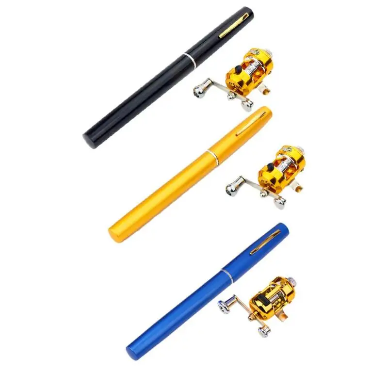 

Portable Pocket Telescopic Mini Fishing Rod Pole Pen Shape Folded Fishing Rod with Reel Fish Tackle Pesca Tool Accessories