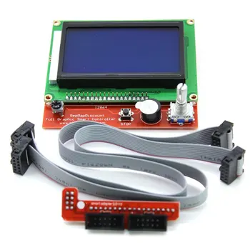 

Lcd 12864 Version Graphic Smart Display Controller Module With Adapter And Cable For Ramps 1.4 Reprap 3D Printer Kit