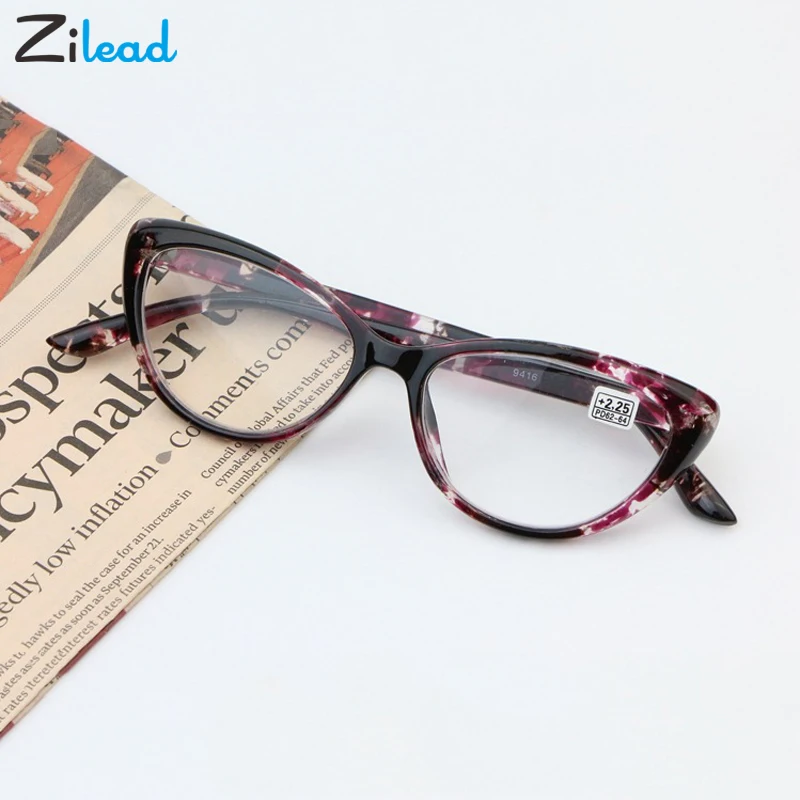 

Zilead Cat Eye Leopard Print Ultralight TR90 Oversize Frame Reading Glasses Hawksbill Anti Blue Resin Presbyopia Eyeglasses