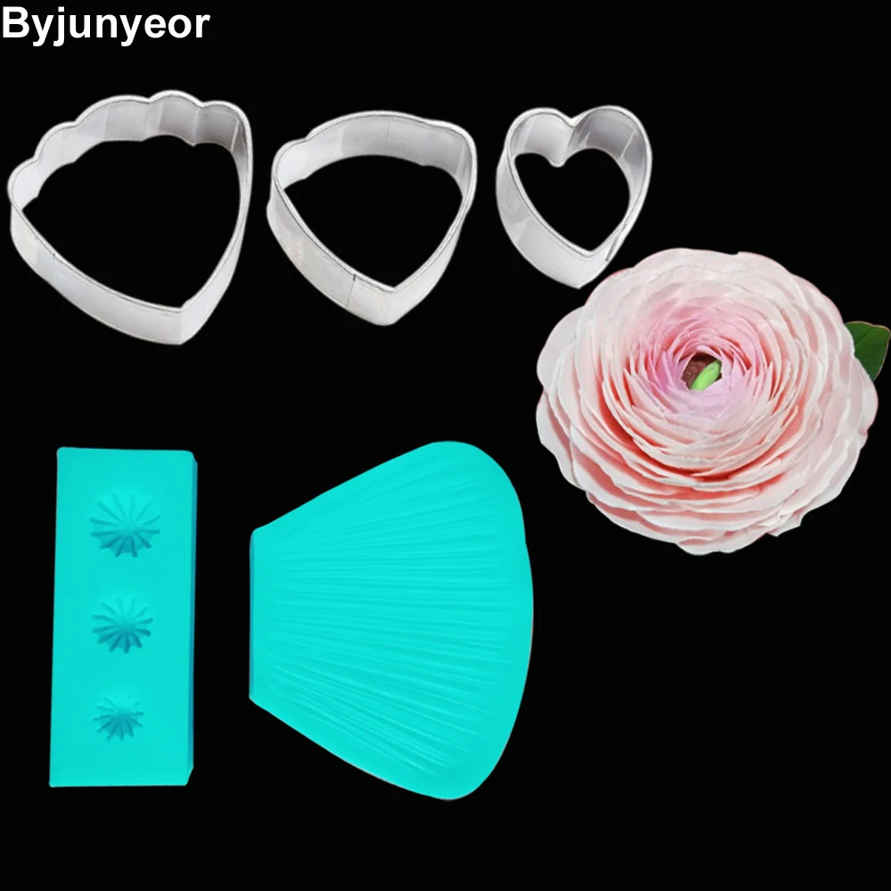CS215 Buttercup Flower Petal Double Side Veiners Cake Decorating Tools Ranuncula Sugar Clay Fondant Sugarcraft Mold|Пресс для глины| |
