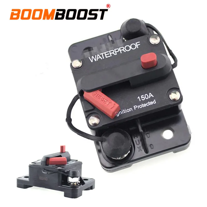 

1pcs 150A Waterproof Solar System Car audio Automatic fuse holder with switch Circuit Breaker Reset Fuse Inverter