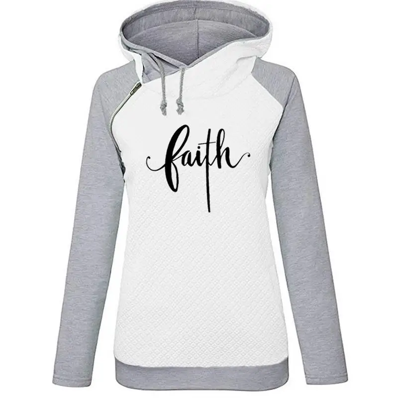  2019 New Fashion Faith Print Sweatshirt Femmes Hoodies Women Sweatshirts Corduroy Print Printing Cu