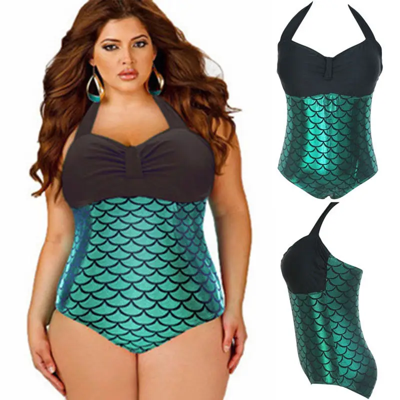 

GLANE Newest Sexy Womens Plus Size One Piece Monokini Fat Women Swimwear Push Up Padded Bikini Swimsuit Beachwear Plus Swim Suit
