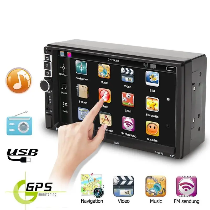 

SWM 8802 7 inch TFT Touch Screen 2Din Android 7.1 Quad-core Car Stereo MP5 Player GPS Navigator FM Radio Bluetooth3.0 WiFi USB