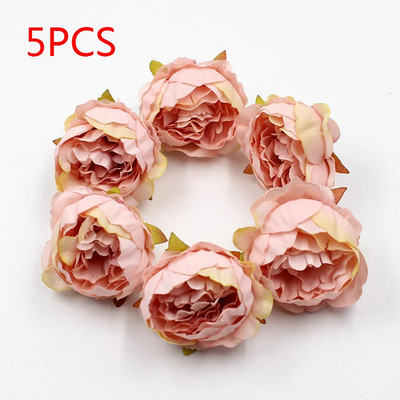 Silk Wedding Decoration 5PCS/Lot Peony Flower Head Craft Flower 5cm Home Decoration DIY Garland Artificial Flower High Quality