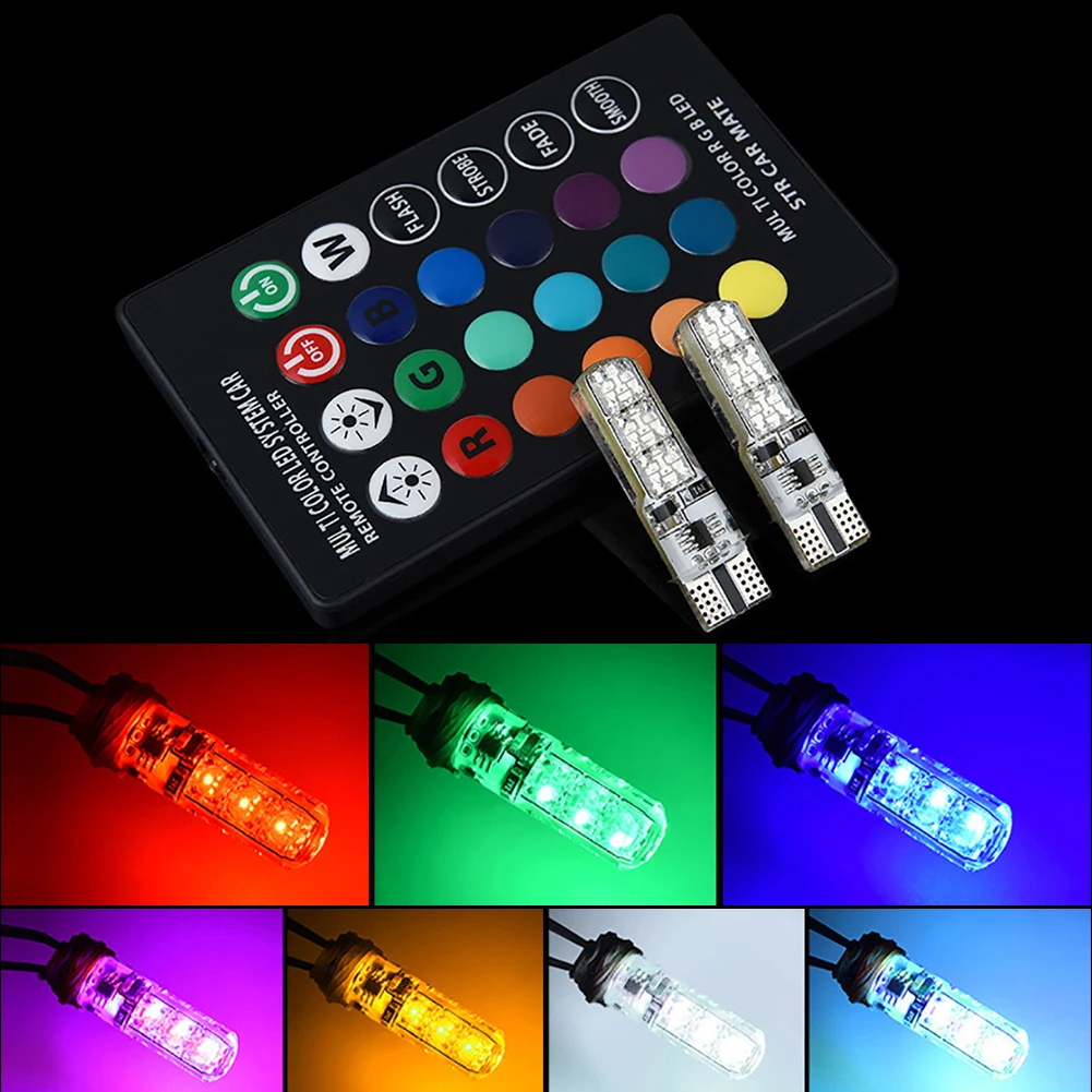 5050 6SMD RGB LED пульт дистанционного управления автомобиля многоцветный W5W боковые