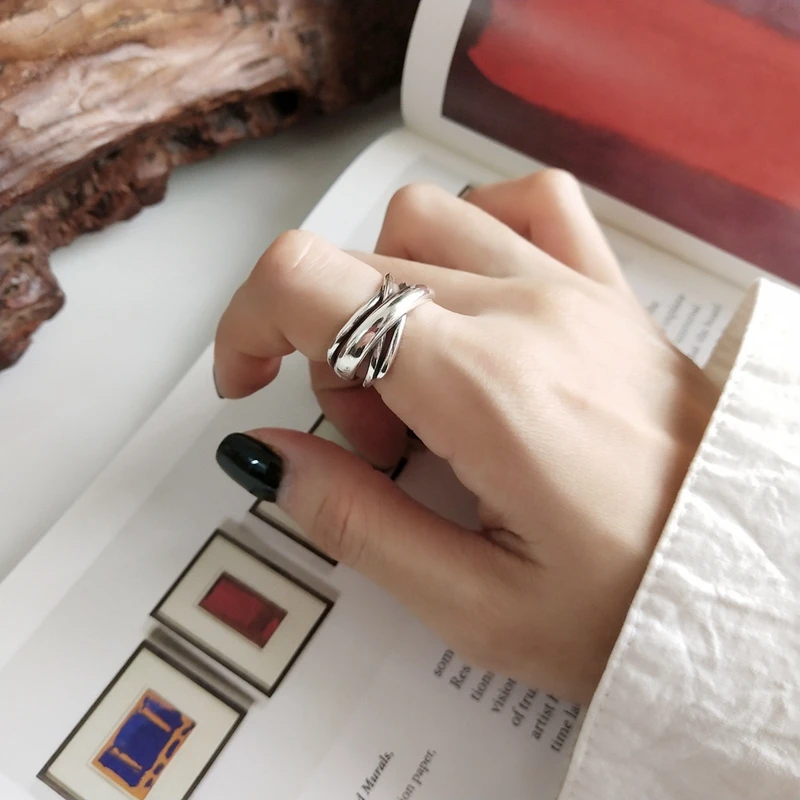 

Hot Fashion 100% 925 Silver Stacked Ring Adjustable Layered Cross Ring Knuckle Toe Open Ring Women Thai Silver Luxury Jewelry