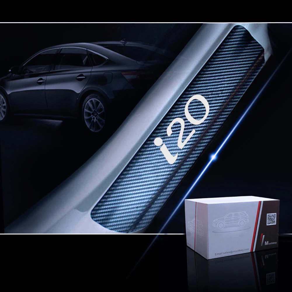 Защитная Накладка на порог автомобиля для Hyundai I20 s 4D углеродное волокно Виниловая