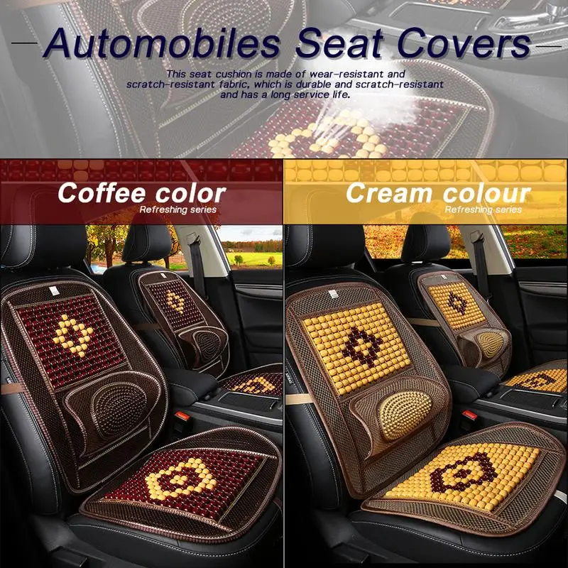 2 x BLACK WOODEN BEAD BEADED CAR TAXI VAN CHAIR MASSAGE SEAT PAIR CUSHION COVER