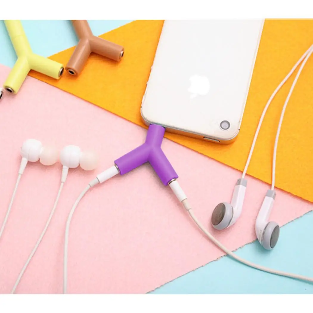 

Y-shape 3.5mm Earphone Adapter Double Jack Adapter Plug Stereo Headphone Splitter Smartphone Player Audio Cables for Phone