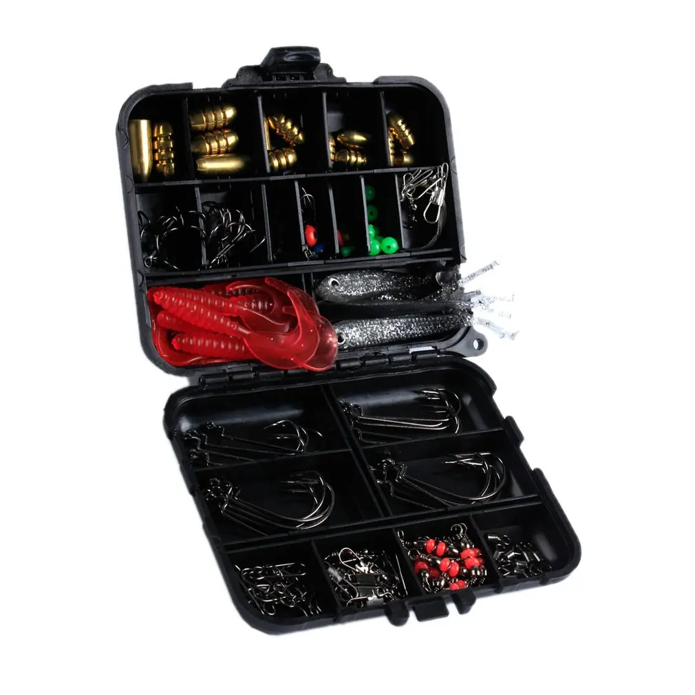

Durable Fishing Accessories Soft Lures Fishing Baits Metal Steel Hooks Fishing Tackle with Plastic Box for Freshwater/Seawater