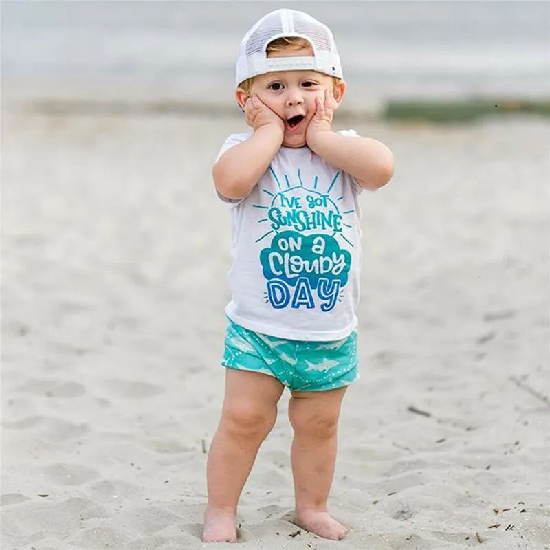 0 3T Newborn Kids Baby Boy Beach Clothes set Sumemr Short Sleeve Cotton