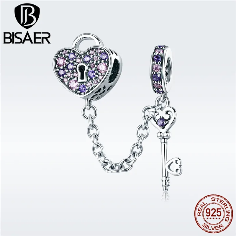 

Lock & Key Charm for Bracelet 925 Silver Heart Shape Lock&Key Chain Charm for Silver Charm Bracelet Women Fashion Jewelry GXC772