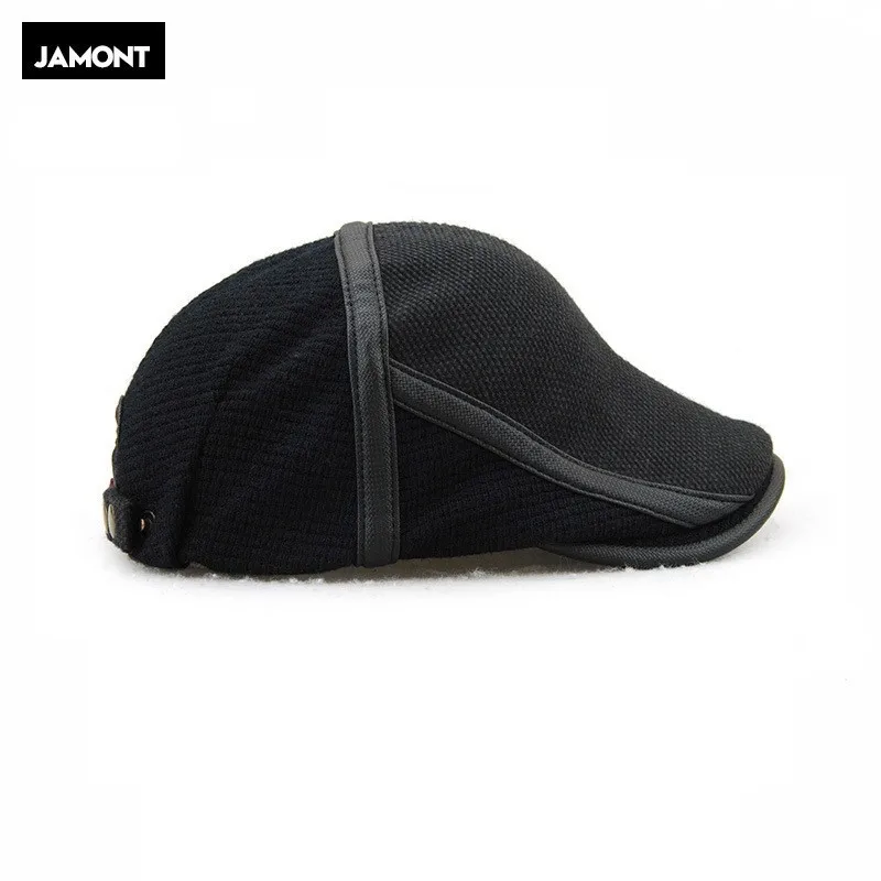 Мужские вязаные шерстяные шапки JAMONT Newsboy зимняя теплая Кепка Утконос с козырьком