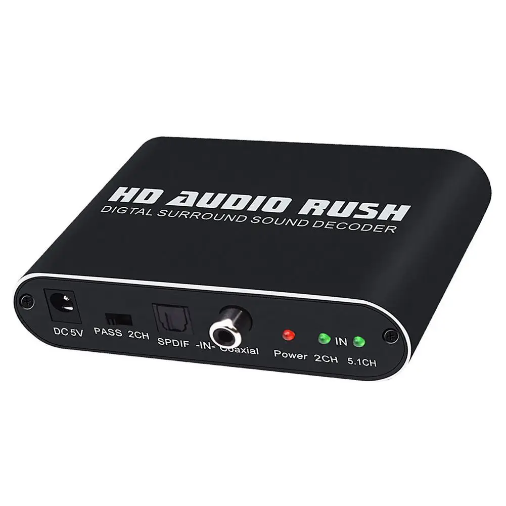 HD Audio Rush цифровой аудио объемный декодер 5 1 канальный оптический SPDIF/коаксиальный