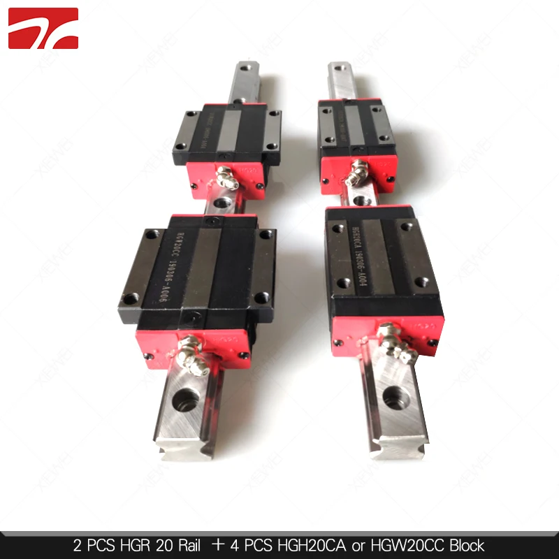 

2pcs linear rail HGR20 Linear Guideway 20 mm and 4pcs HGH20CA or HGW20CC linear guide rails block HGW20CC HGH20CA carraiages