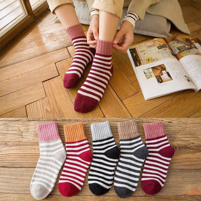 Buy LNRRABC 1 Pair Wool Socks Cute Women Girls Breathable Medium Warm Soft