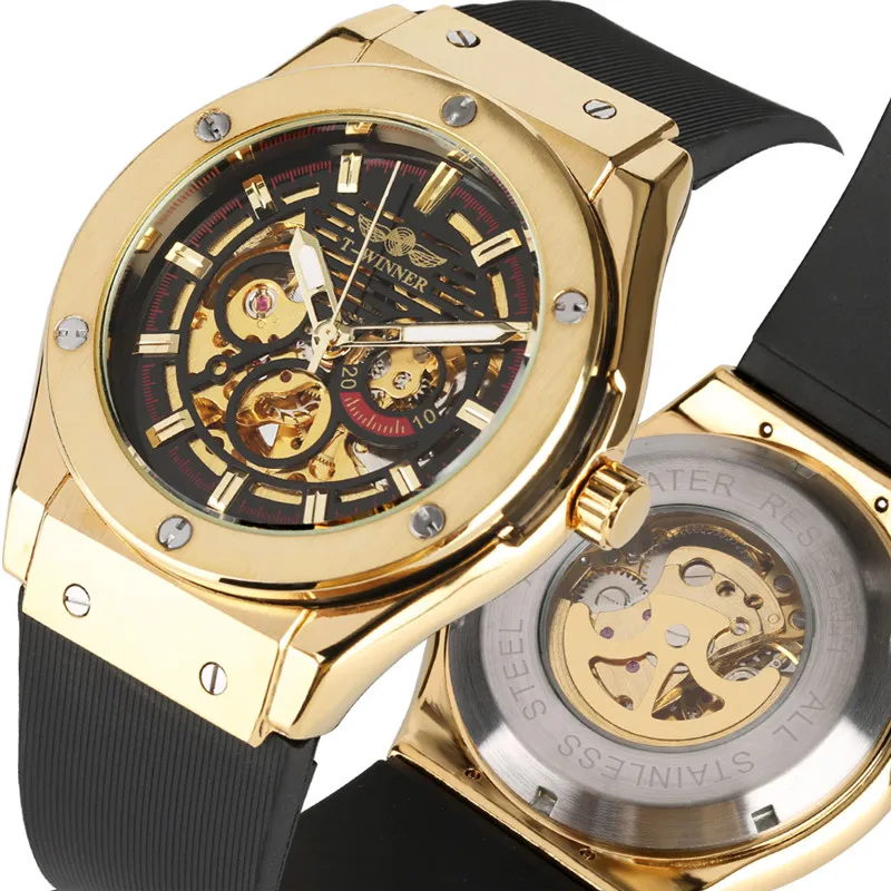 

Dropshipping Luxury Mechanical Watches Self Wind for Men All Dual Time Wrist Watches Fashion Skeleton Mechanical Wristwatches