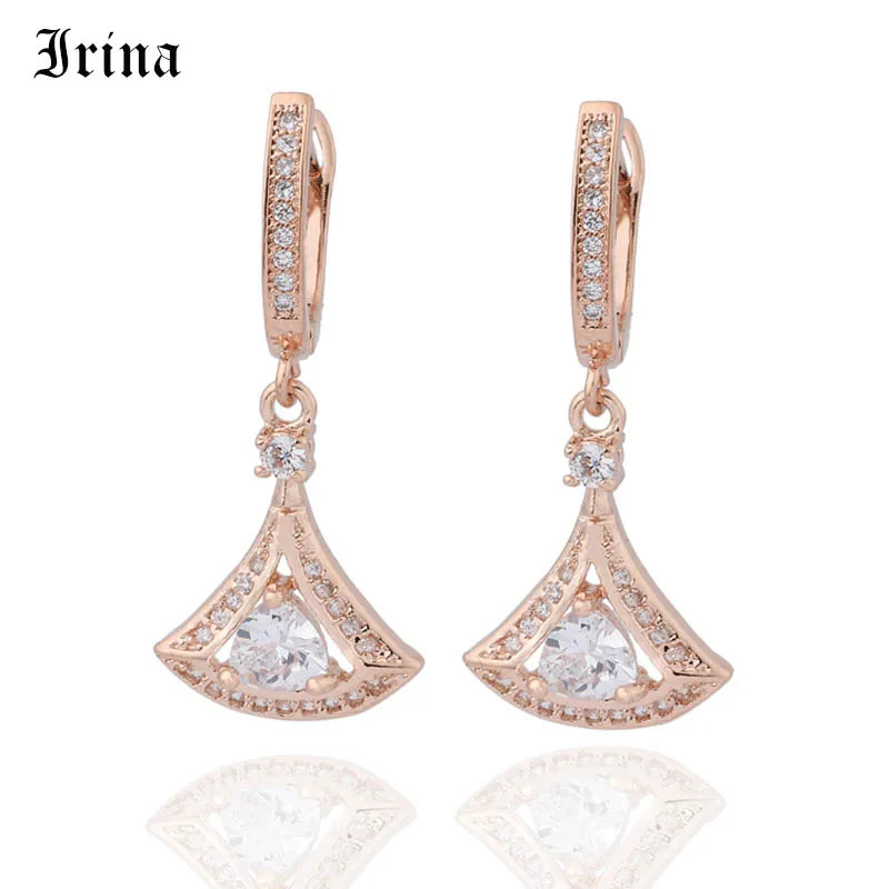 

Irina Mini AAA zircon Drop Earrings Rose Color Bridal Wedding Earrings for Women Large Party Hanging Earrings Fashion Jewelry
