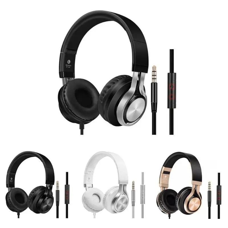 

Portable Wired Headphones Over-Ear Headset Super Bass with Mic Adjustable Headband for Phone PC Computer