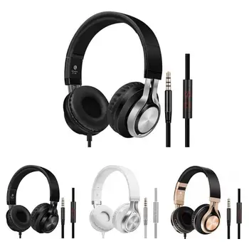 

Portable Wired Headphones Over-Ear Headset Super Bass with Mic Adjustable Headband for Phone PC Computer
