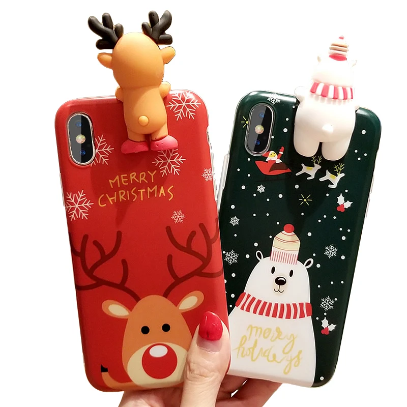 Чехол для телефона с рождественским рисунком iPhone X Xs Max Xr силиконовая Мягкая