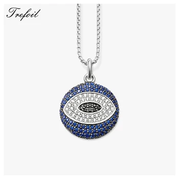 

Link Chain Statement Pendant Necklace Turkish Eye, Fashion 925 Sterling Silver Jewelry Classic Collares Gift For Women Boy Girls