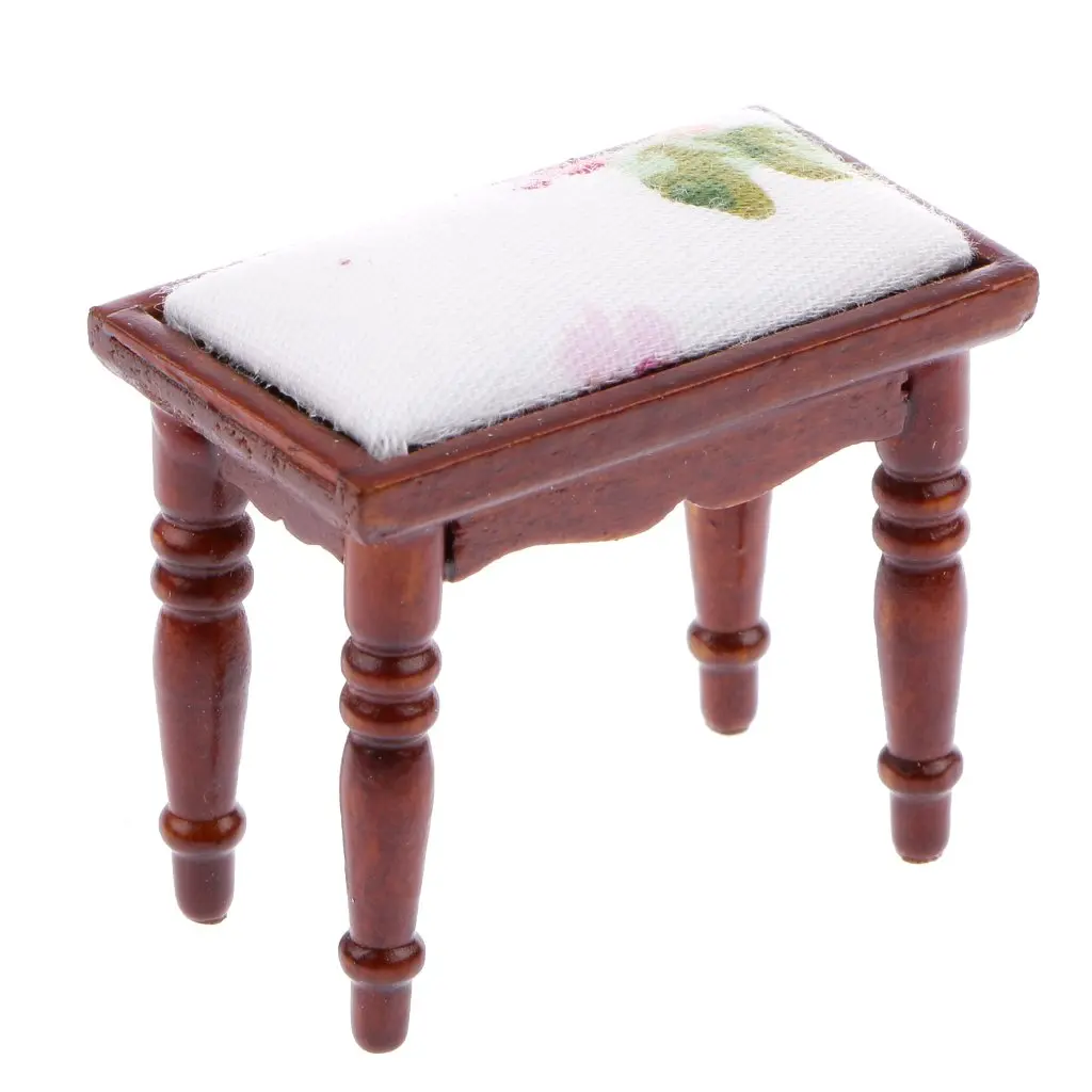  1:12 Scale Dollhouse Bedroom Furniture Wooden Bed Stool Bedside Table Rocking Chair Miniature Doll 