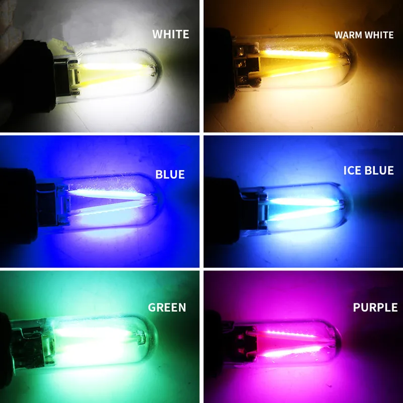 2 шт. 5 Вт led T10 cob стеклянный автомобильный светильник Led накаливания автомобильные