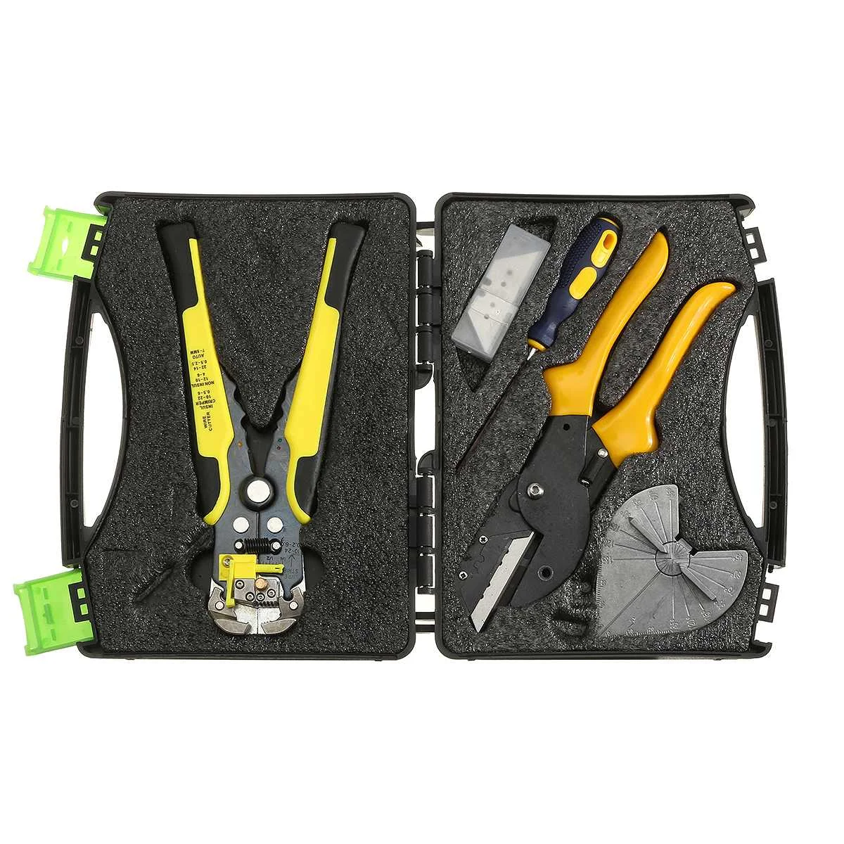 

Electrician Tools Set Cable Pliers Wire Stripper Crimper Terminal Angle Cutter Metal Working Tool Kit Box Home DIY Woodworking