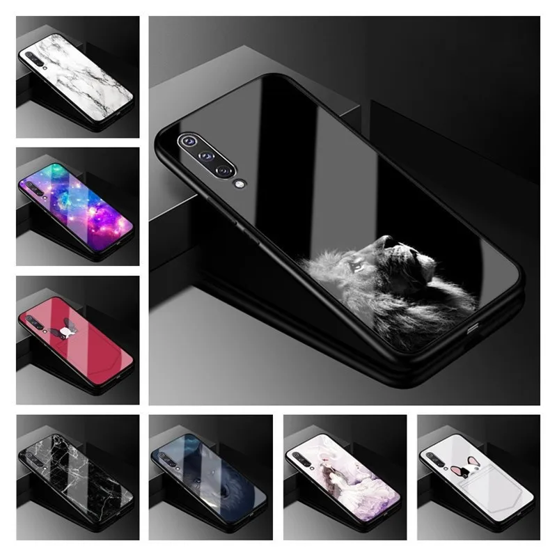 

6.39'' For Xiaomi Mi 9 Case Cover Luxury Glass Hard Back Cover For Xiaomi Mi9 Case Soft TPU Frame Funda for Xiaomi 9 Mi 9 Coque