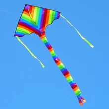 Красочный Радужный воздушный змей длинный хвост нейлон Открытый воздушные змеи летающие игрушки для детей Дети трюк воздушный змей линия управления