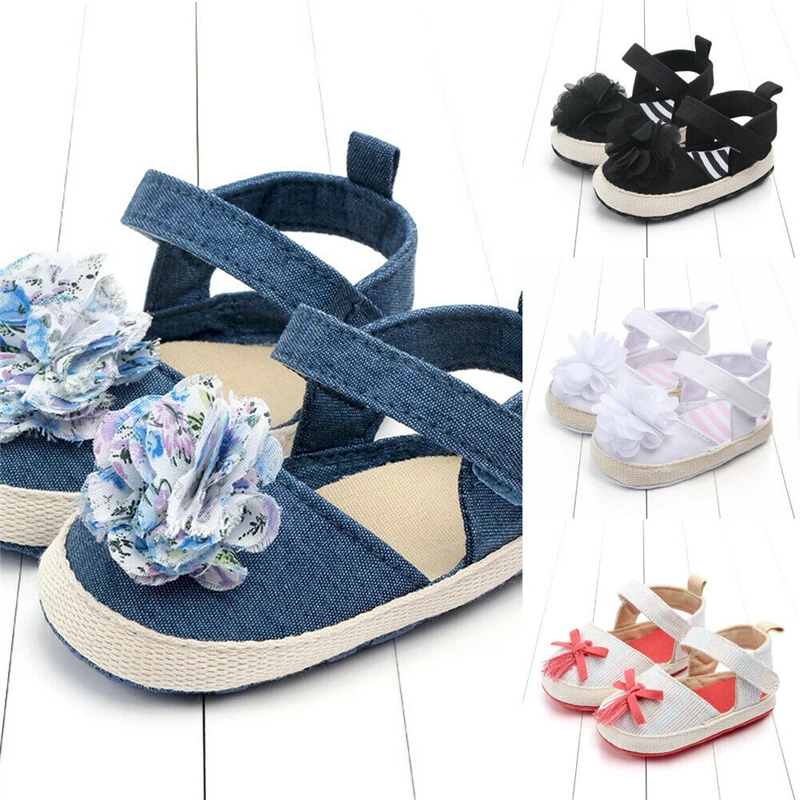 Одежда для малышей туфли с цветочным принтом Симпатичные для маленьких девочек Туфли без каблуков мягкая принцесса прогулочная обувь новорожденная девочка-Новорожденный сандалии летние сандалии для девочек