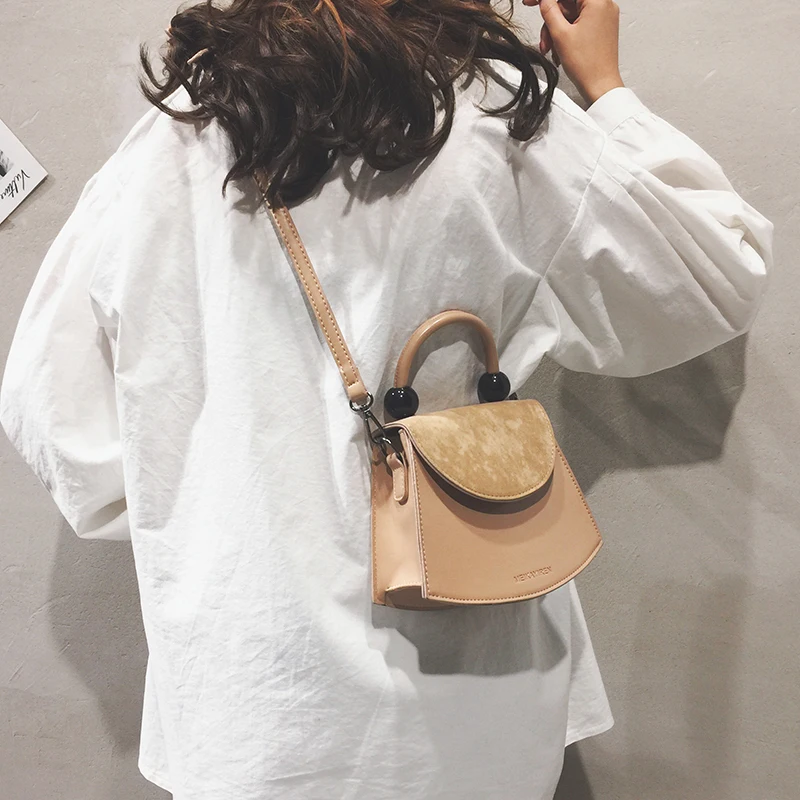 

[Super Seabob] 2019 Spring Summer Woman New Stylish Khaki Color Single Strap Spliced PU Leather Shoulder Bag All Match LM120