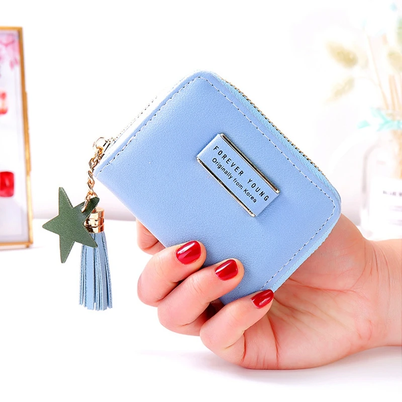 

Short Single Pull Ladies Wallet Fringed Pendant Simple Zipper Student Wallet Card Purse