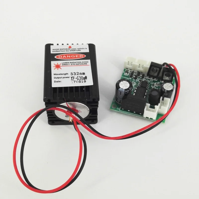 Лазерный модуль с зеленой точкой 532nm 30 50mW диод DC/AC 12V сценическое освещение TTL 0