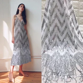 

African Sequin Fabric 2019 High Quality Nigerian Tulle Laces African French Lace Fabric Shiny Fabric with Sequins for Wedding