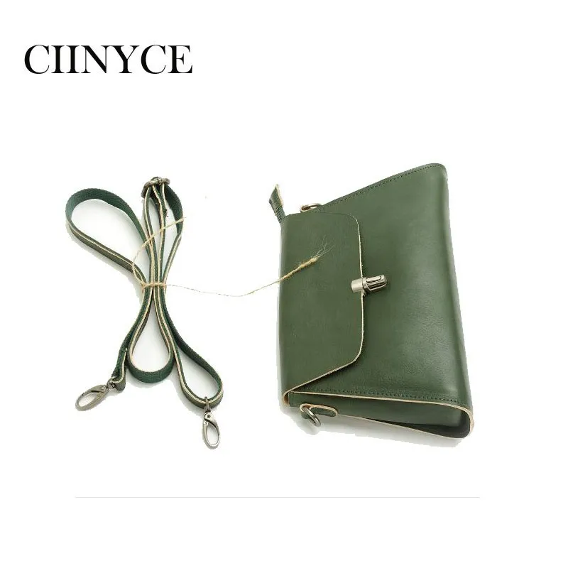 

Vintage Leather Simple Designer Women's Zipper Handbag Handmade Genuine Cow Leather Green Female Single Shoulder Bag Crossbody