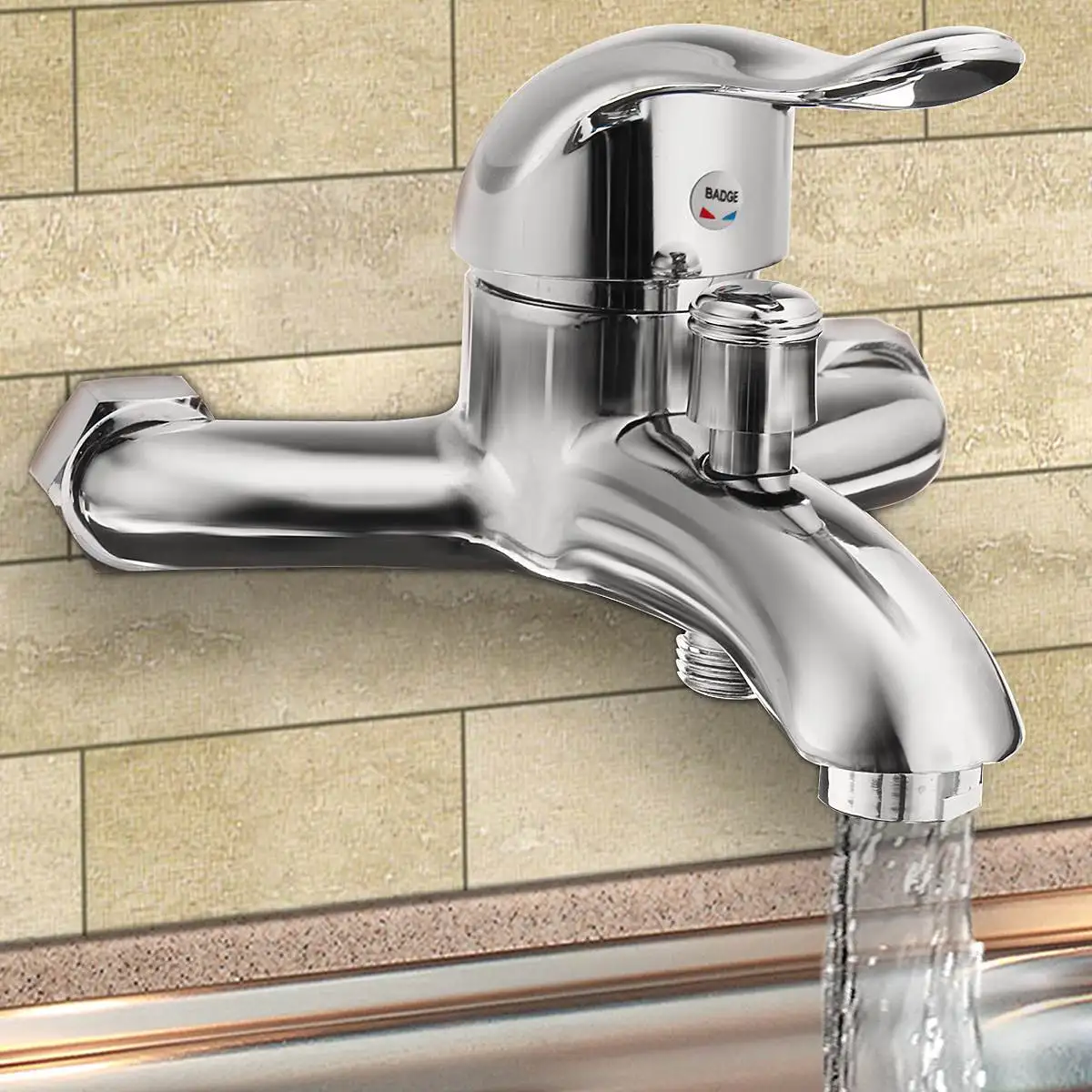 

Xueqin Chrome Polished Wall Mounted Bathroom Faucet Mixer Tap Bath Tub Valve Shower Faucets Single Handle Cold And Hot Water