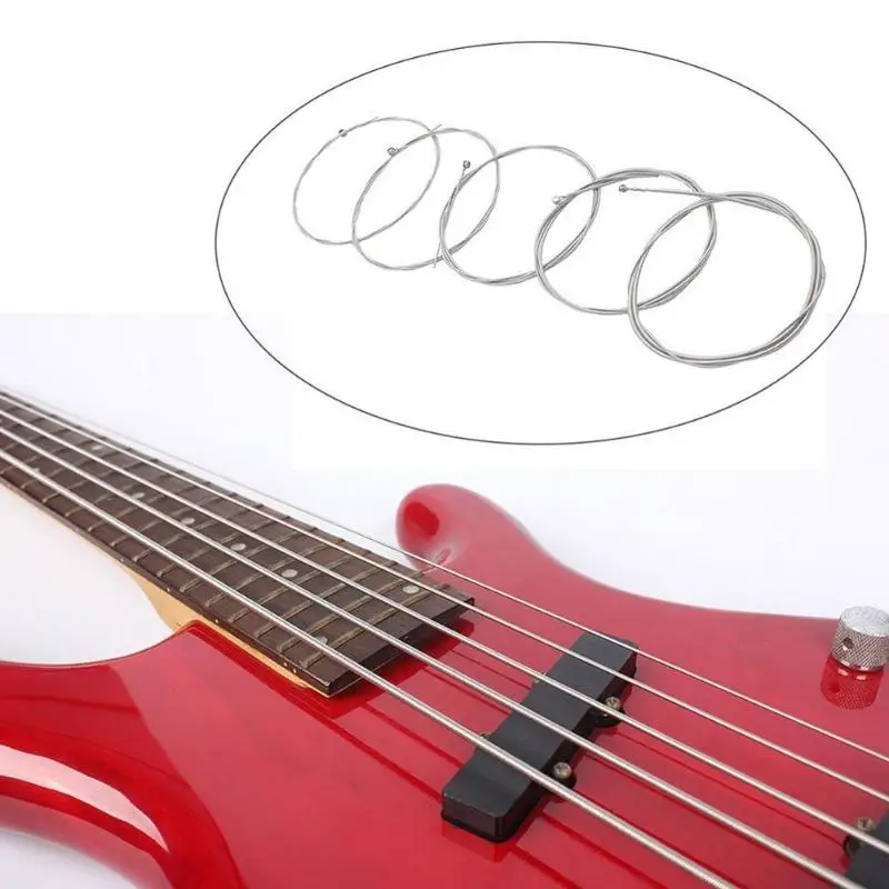 

1 Set of 5 Pcs Steel Strings for 5 String Bass Guitar Diameter 0.12 inch-0.04 inch Musical Instrument Guitar Parts Accessories