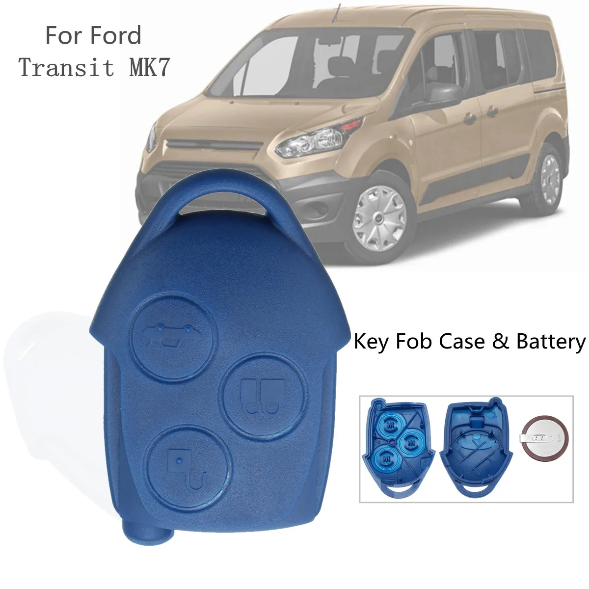3 кнопки Автомобильный Брелок дистанционного управления с ключом чехол Крышка Авто ключи оболочка с батареей для Ford Transit MK7