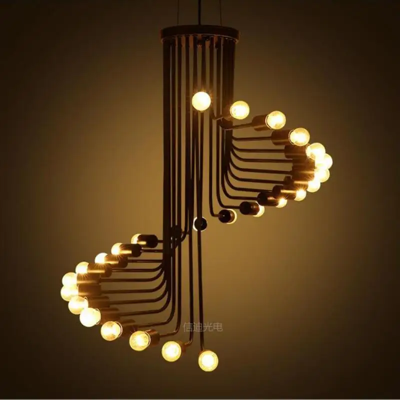 

Simple Retro Rotating Staircase Pendant Lights Led Lamps E27 Loft Creative Bar Pendant Lamps Led Lustre Light Pendant Lamp Z20