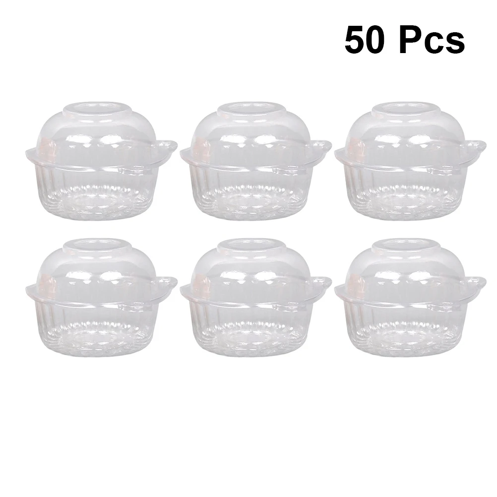 

50Pcs Cake Boxes Plastic Dome Cat Head Shaped Transparent Disposable Cake Boxes Case Holder for Cake Cupcake Fruit Pastries